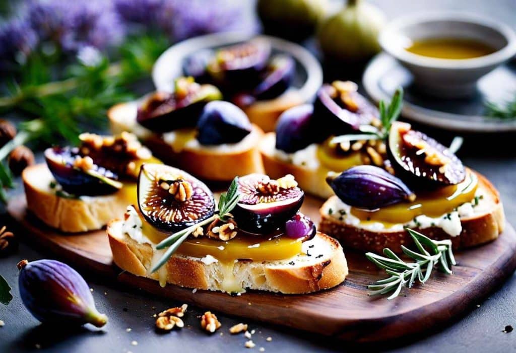 Crostini de figues rôties au miel de lavande : apéro-douceur provençal